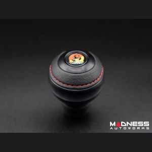 thumbnail image 2 of Fiat 500 Abarth Shift Knob – Perforated Leather With Pink Stitching – L'Arte Pelle 2 of 4